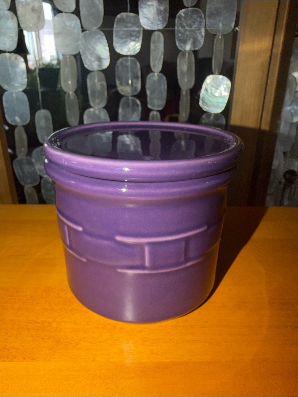 Longaberger Woven Traditions, 1 pint Crock in Eggplant -New